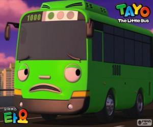 yapboz Komik ve muzip bir yeşil otobüs ROGI olduğunu